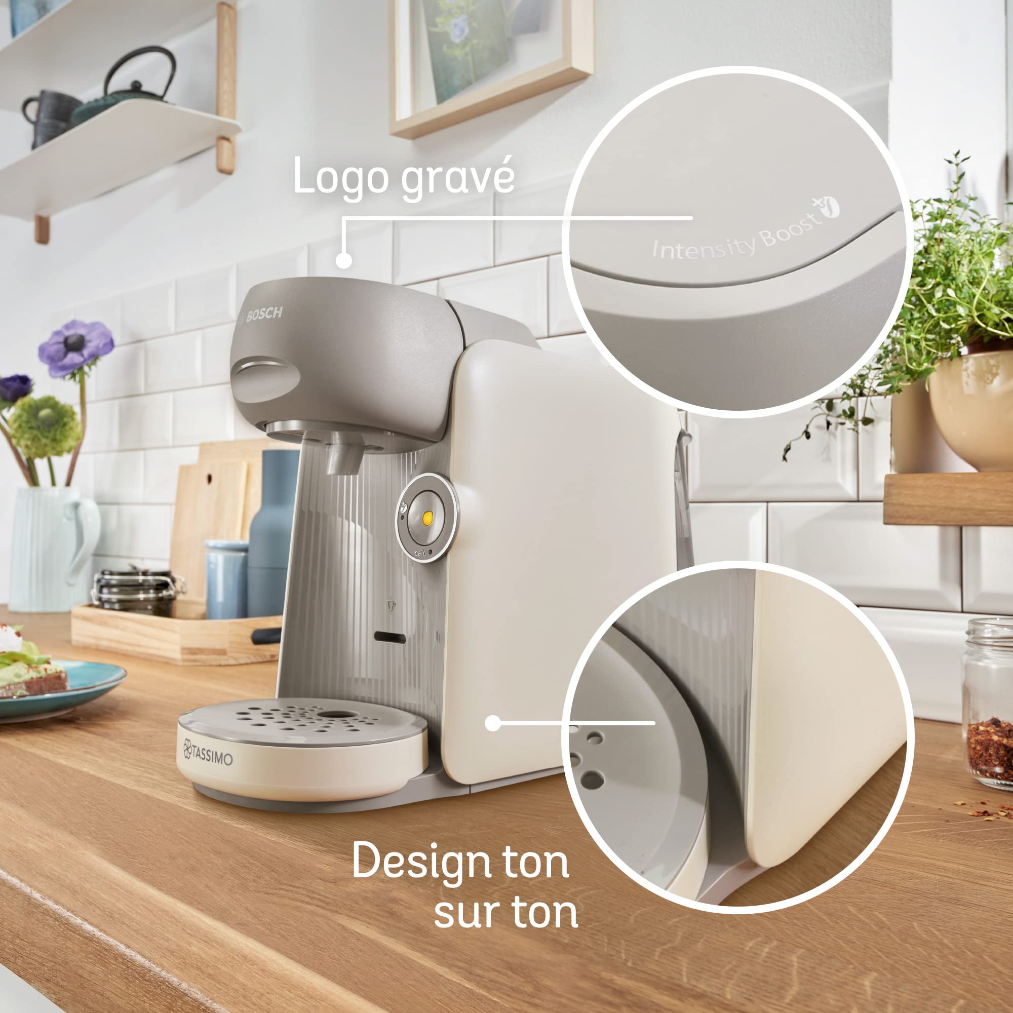 TASSIMO FINESSE, machine à café, IntensityBoost, INTELLIBREW, TAS16B3, Crème
