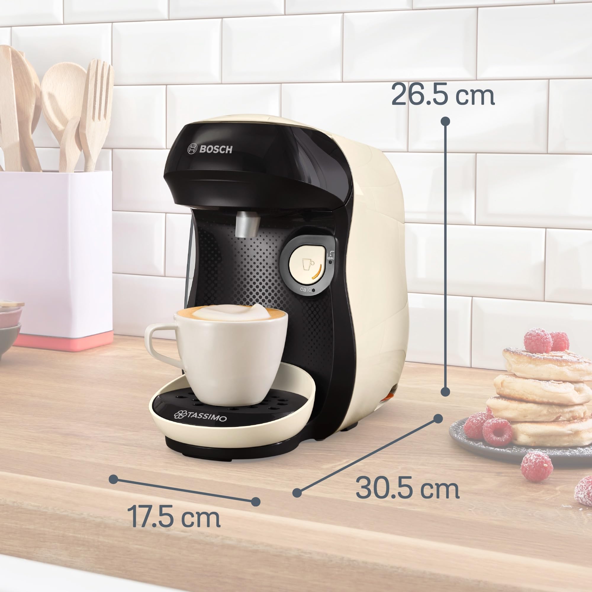 Machine à café multi-boissons Tassimo Happy friendly, TAS107E, OneTouch, Intellibrew, Crème