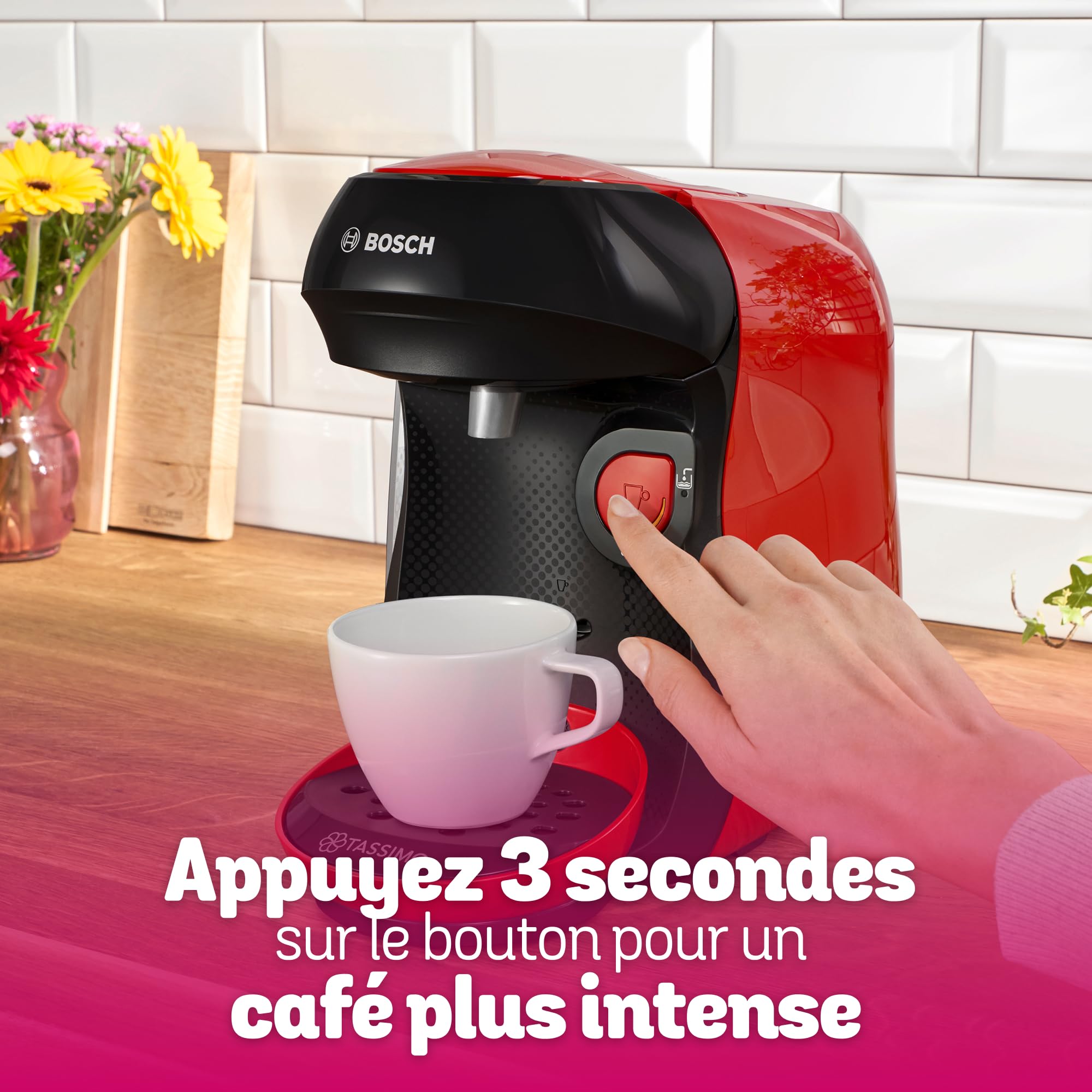 Machine à café multi-boissons Tassimo Happy friendly, OneTouch, TAS103E, Rouge