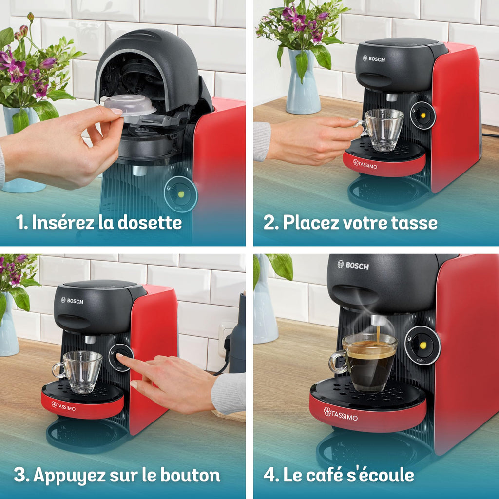 Machine à café Tassimo Finesse friendly,  IntensityBoost, Intellibrew, TAS163E, Rouge