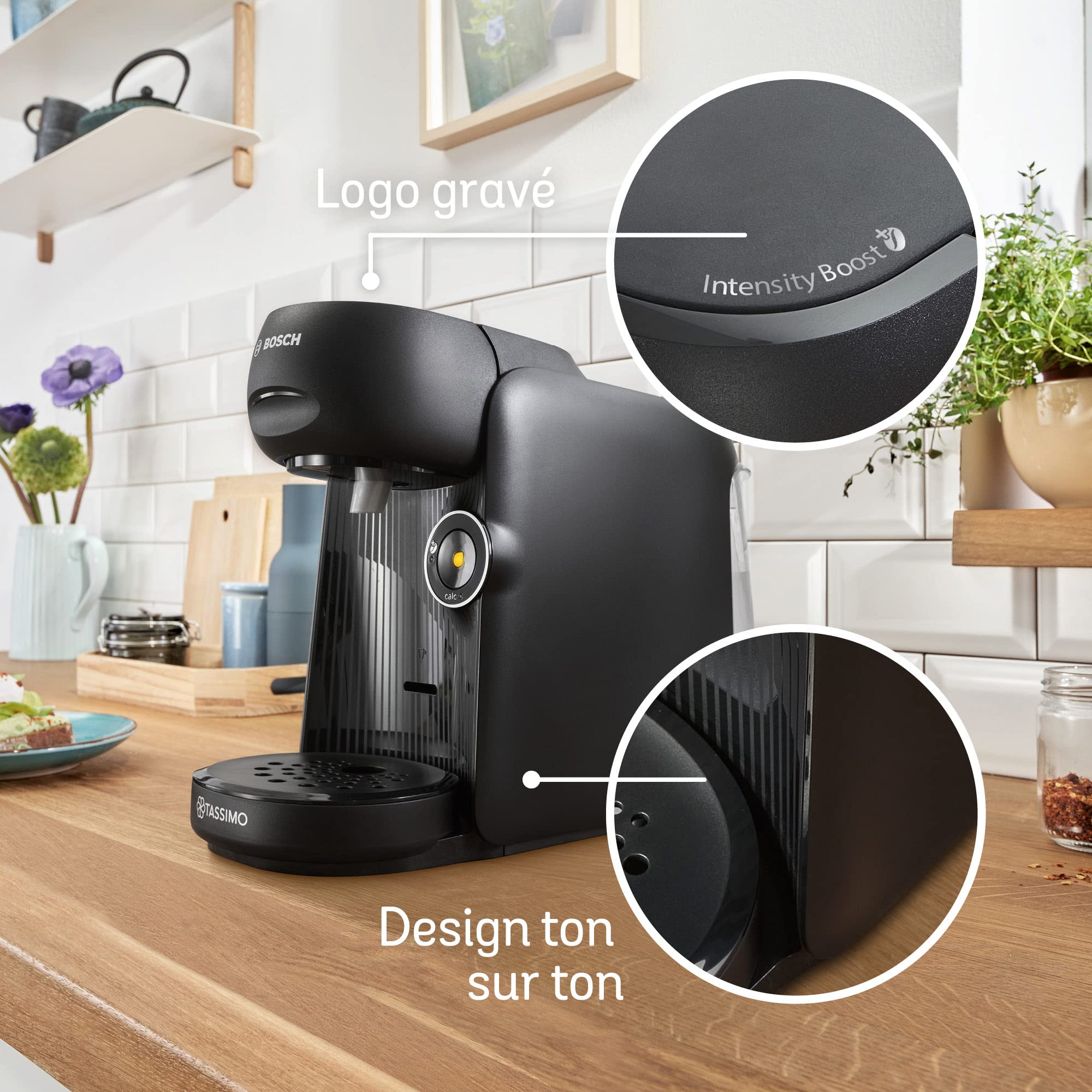 TASSIMO FINESSE machine multi-boissons, fonction IntensityBoost, INTELLIBREW, Noir