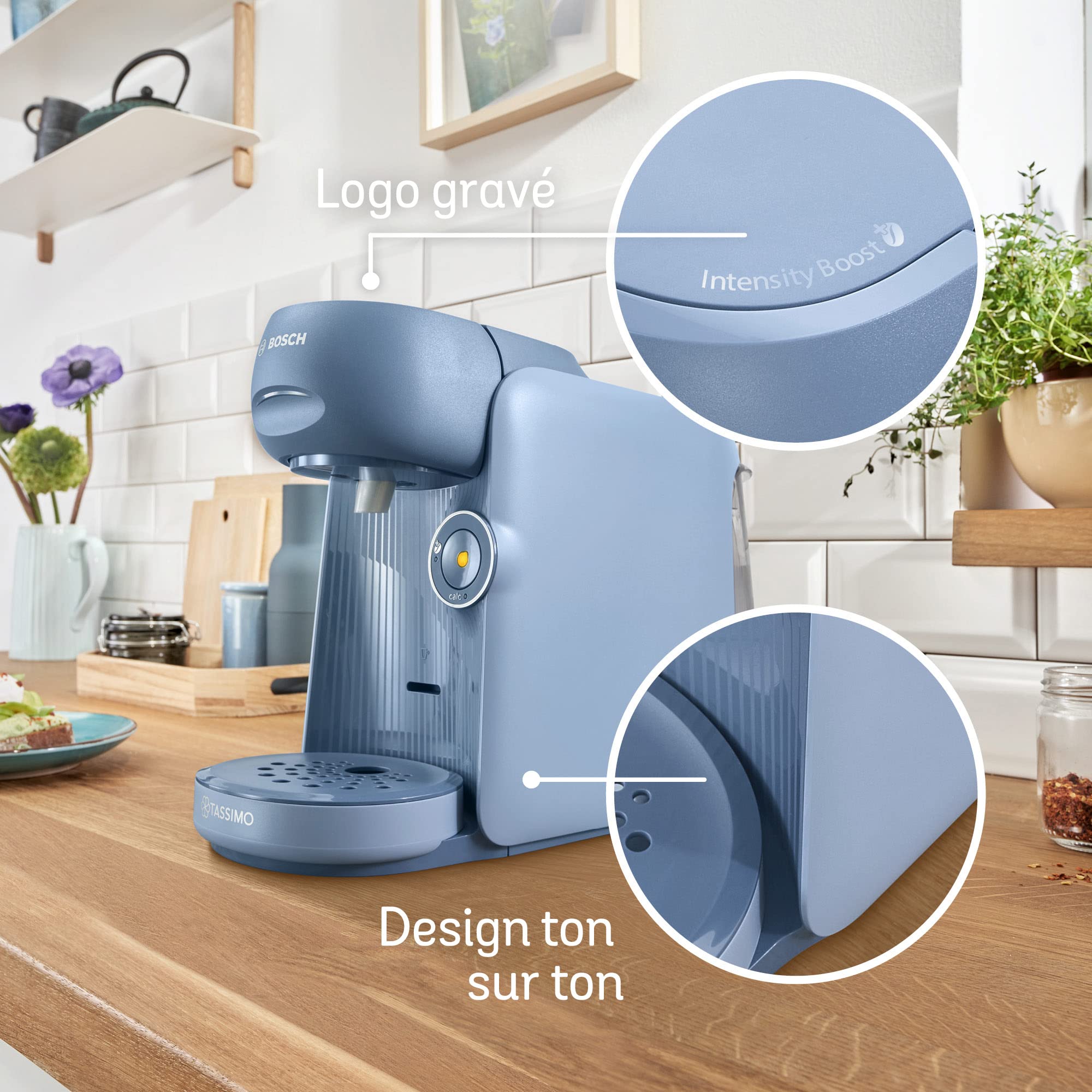 TASSIMO FINESSE machine à café, ntensityBoost, INTELLIBREW™, TAS16B3, bleu lavande