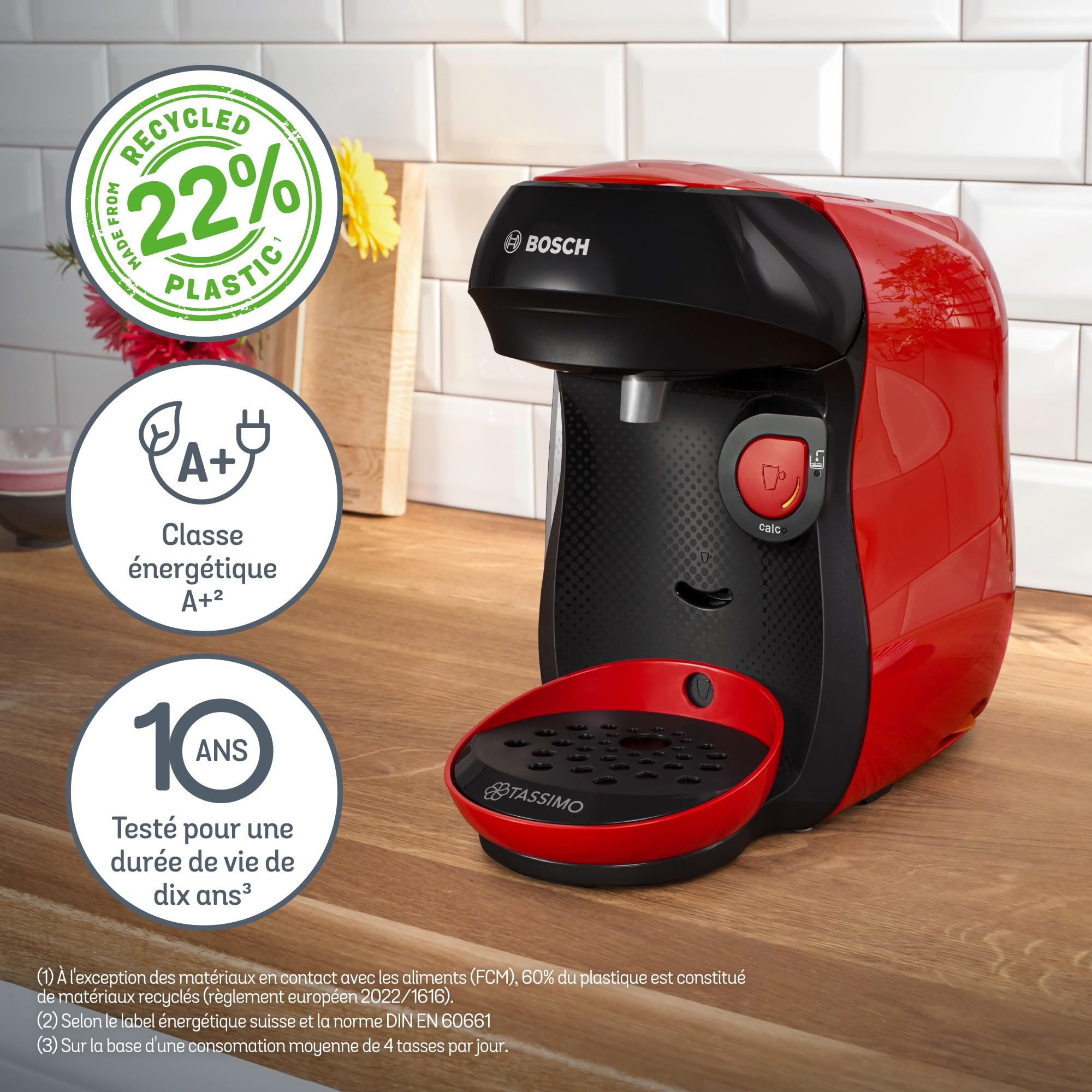 Machine à café multi-boissons Tassimo Happy friendly, OneTouch, TAS103E, Rouge