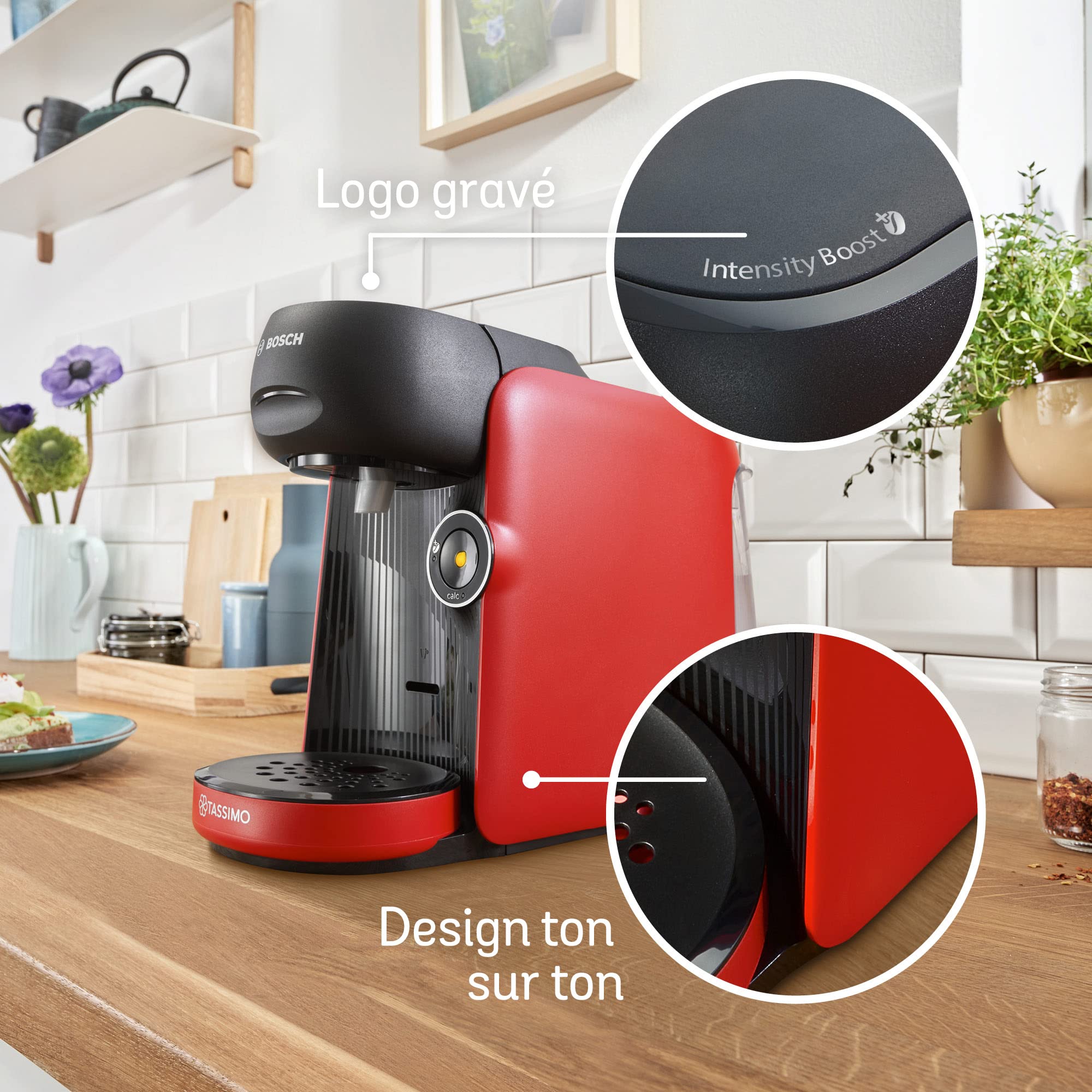 Machine à café TASSIMO FINESSE, IntensityBoost, INTELLIBREW, TAS16B3, Rouge intense