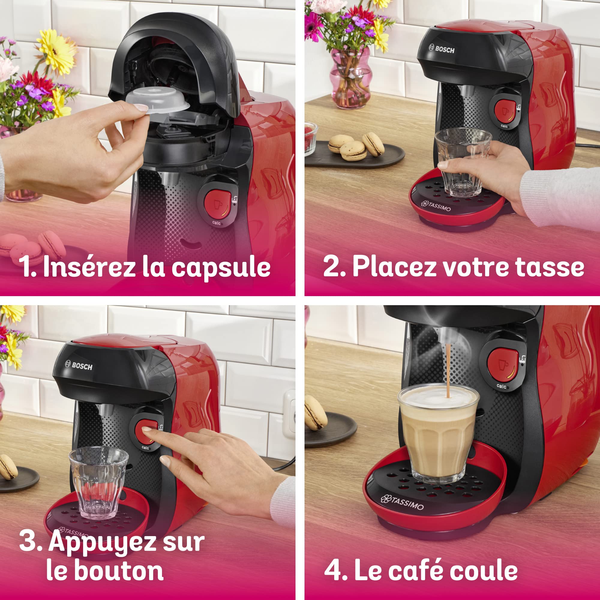 Tassimo Happy – Machine à café à capsules – 1400 W – TAS1003 – Rouge