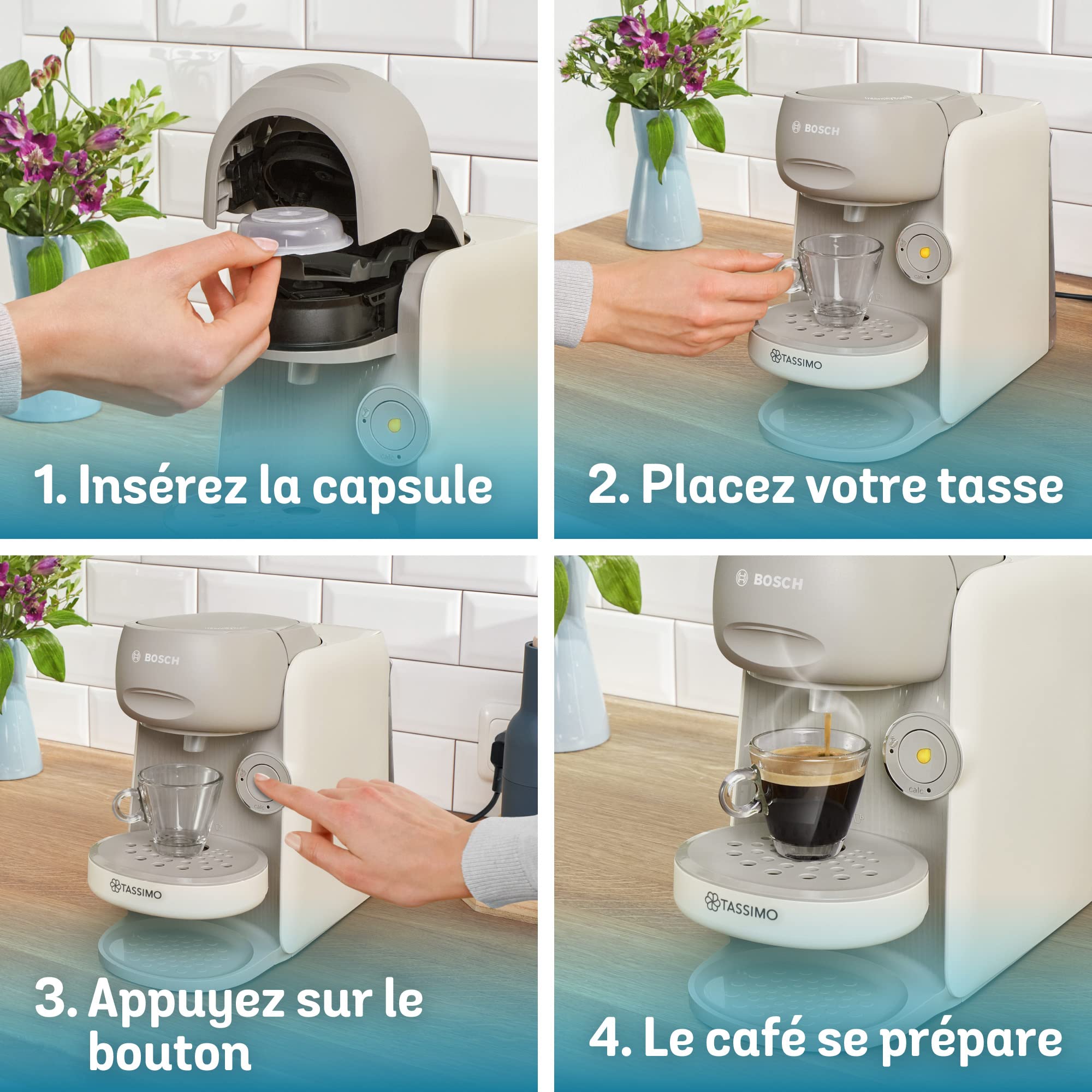 TASSIMO FINESSE, machine à café, IntensityBoost, INTELLIBREW, TAS16B3, Crème