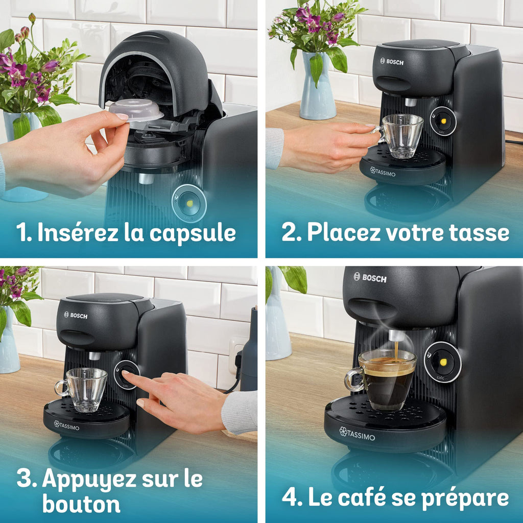 TASSIMO FINESSE machine multi-boissons, fonction IntensityBoost, INTELLIBREW, Noir