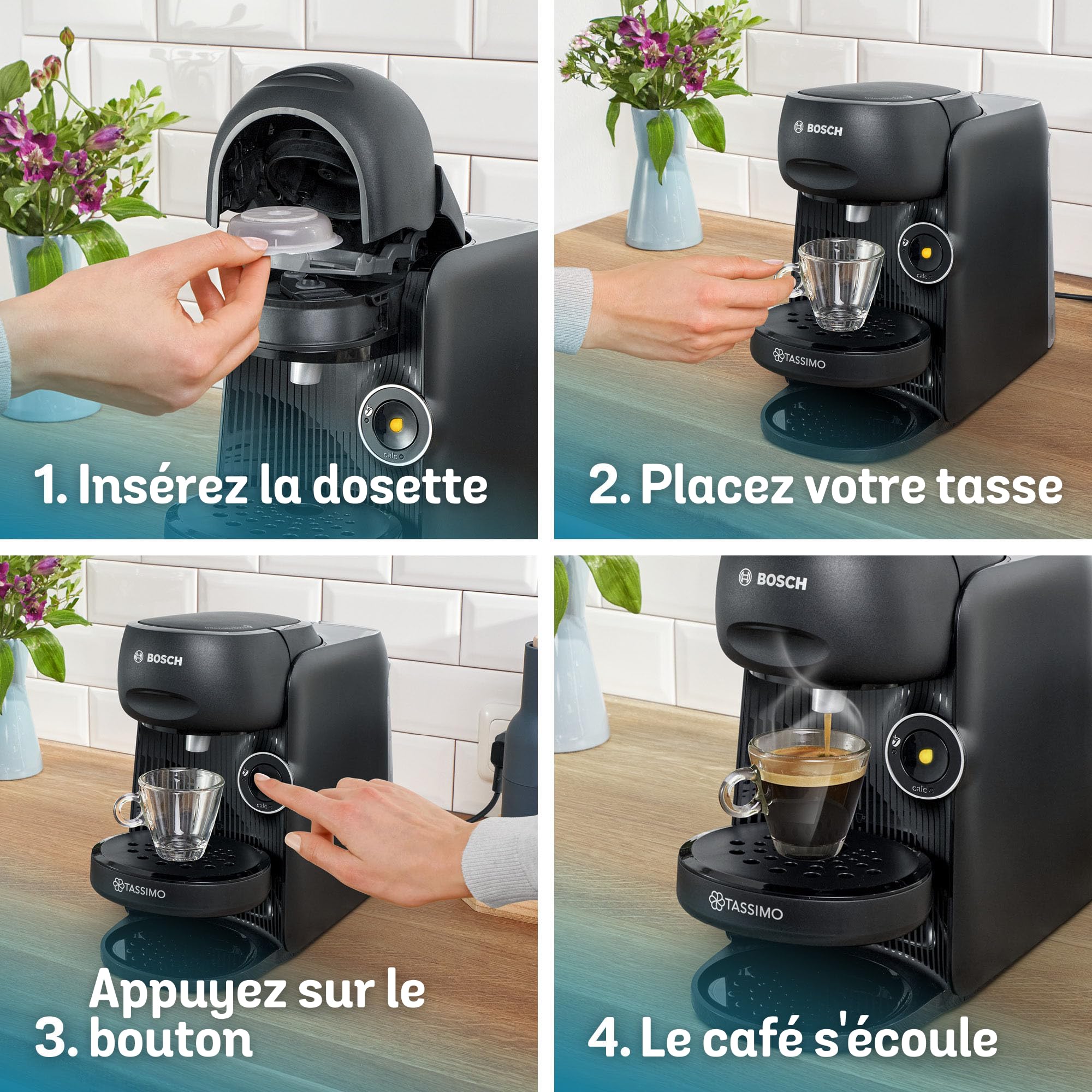 Tassimo Finesse friendly Machine à café, IntensityBoost, Intellibrew, TAS162E, Noir