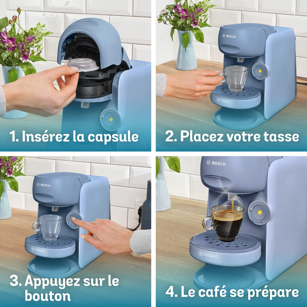 TASSIMO FINESSE machine à café, ntensityBoost, INTELLIBREW™, TAS16B3, bleu lavande